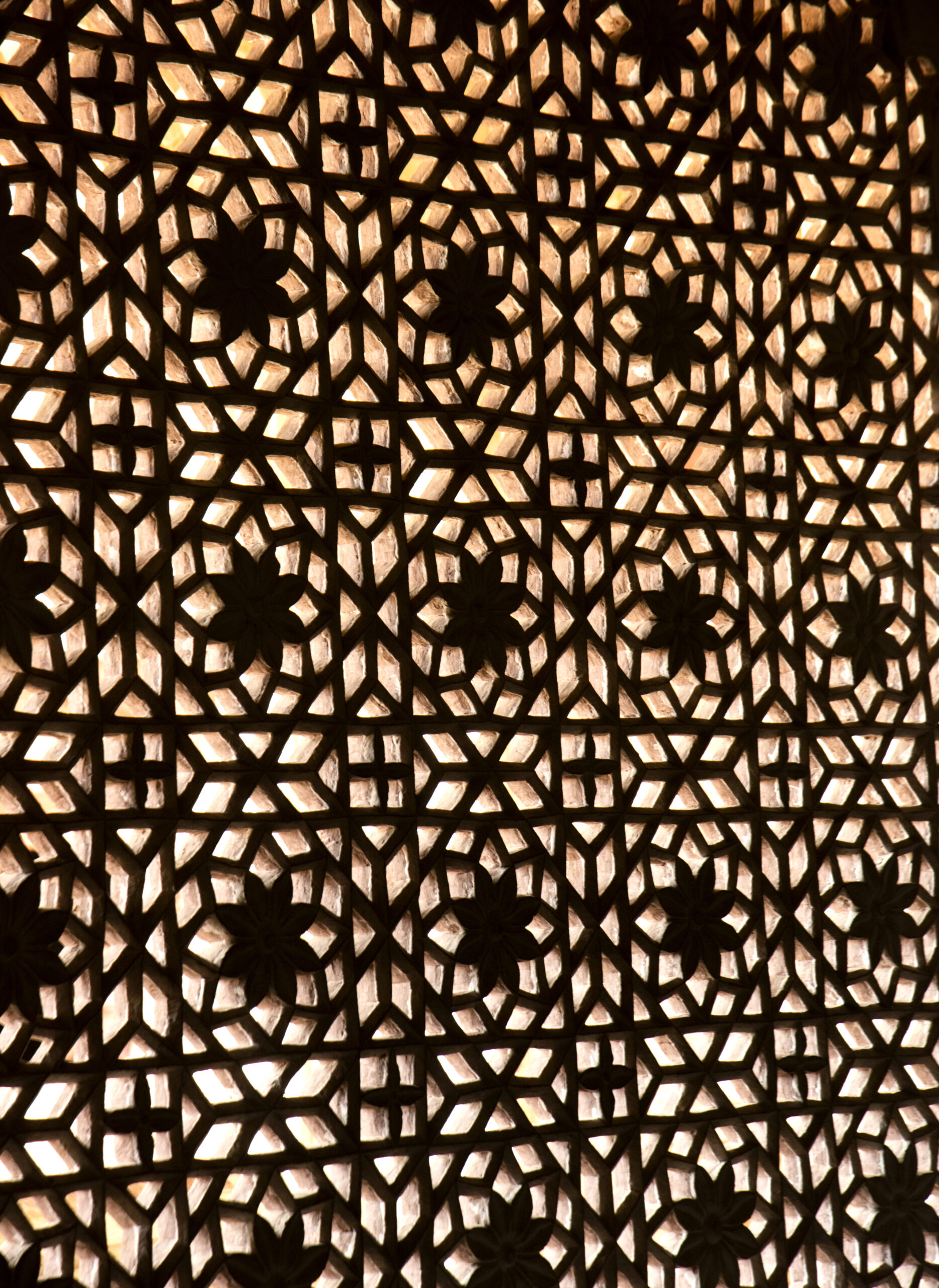 Old stone carving window, India.